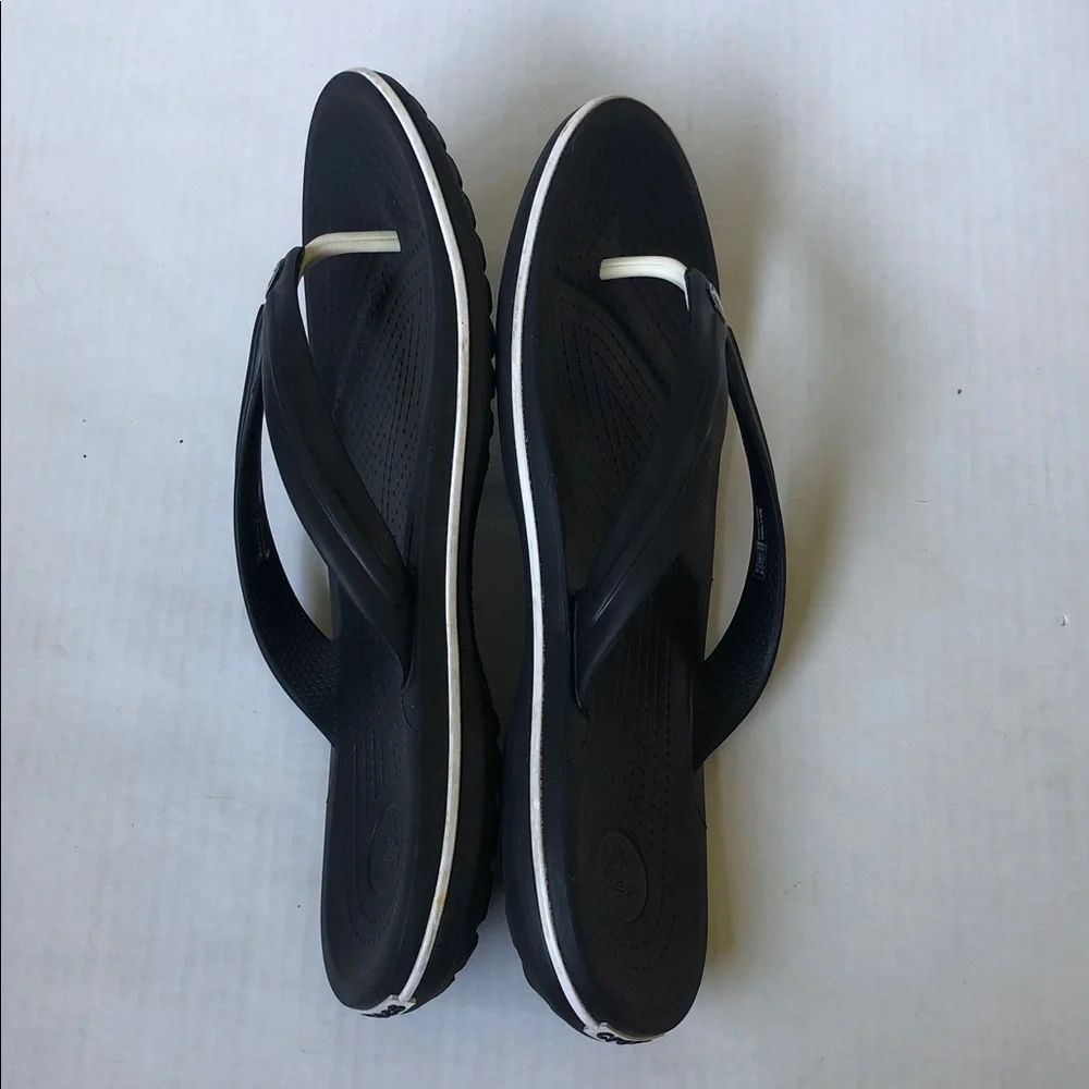 CROCS Crocband Flip Flops Unisex Black Sporty Comfort Sandals M10 W12